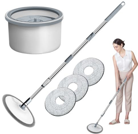 Serpillière avec Seau, Kit de Seau à Essorage avec Serpillière Essoreuse, Nettoyant pour Sols Domestique pour Carrelage Marbre Parquet et Cuisine