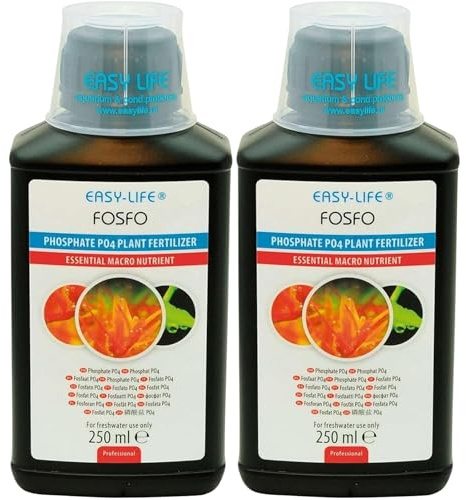Easy Life Fosfo 2er Pack – 2X 250 ml Flüssiger Phosphat-Dünger für Aquarium-Pflanzen, unterstützt gesundes Wachstum, kräftige Blätter, einfache Anwendung, sicher für Fische