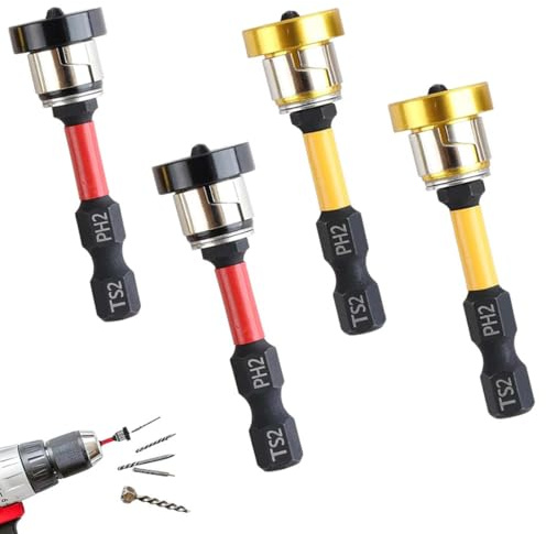 4 Stück PH2 Bits magnetisch, Schraubendreher Bit mit Positionierung, 1/4-Zoll-Sechskantschaft Trockenbau Aufsatz für Akku-Schrauber, Hand-Bohrmaschinen