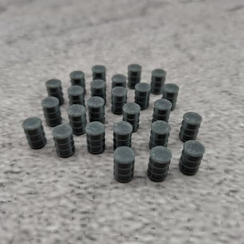 ULEIVA Oljefat set 25 x 200 liter oljefat grått, kompatibelt med spår H0 1:87 fabrik järnväg last, tillbehör (grå)