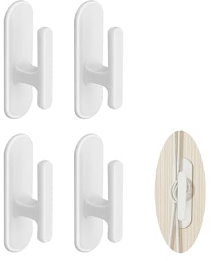 4Pcs Blind Hooks for Cord,Self Adhesive Blind Cord Cleats Safety Clips | White Plastic Curtain Hook Wrap Cleat for Home Office Bedroom Living Room School Kitchen Kindergarten Other Places,Durable