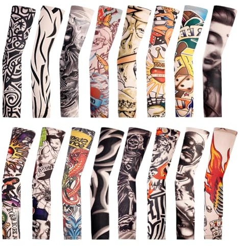 ZappelStift 10 Pieces Arm Fake Tattoos Sleev, Unisex Temporary tattoo sleeve- Breathable Sun Protection & Body Art for Parties & Daily Use