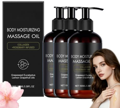 Olio da massaggio anticellulite con collagene e vitamina E per la pelle - Olio di fissaggio del corpo per donne, cura della pelle per smagliature, crema per il corpo rassodante per la pelle dopo la