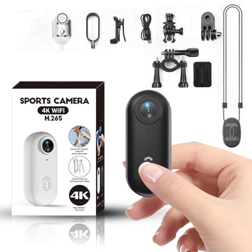 Winnes 4K Wearable POV Camera with WiFi, Magnetic Thumb Action Camera for Hands-Free Recording, 120° Wide Angle with Waterproof Case for Motorcycle Riding, Cycling, Travel, Pets and Vlogging