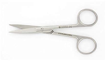 GIMA Forbici Chirurgiche Rette, Punte Acute, Misura 14.5 cm, in Grigio (Acciaio) Inox