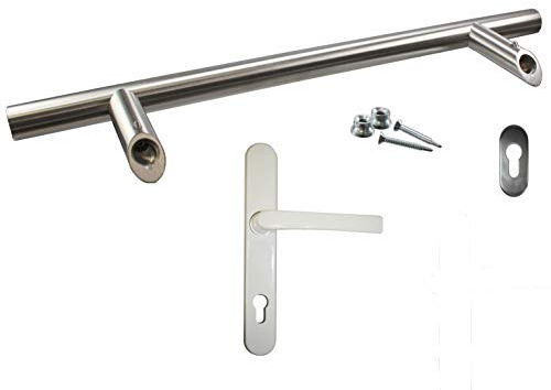 Stoßgriff Edelstahl/Innendrücker Aluminum Set, inkl. Schrauben, Schutzrosette 800 mm (1 ST)
