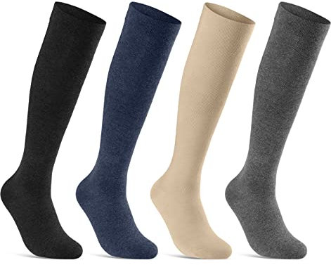 sockenkauf24 1 | 2 | 4 Paar Stützstrümpfe Reisestrümpfe Kompressionsstrümpfe Damen & Herren Stützkniestrümpfe 41900 WP (39-42 | 1 Paar, Jeans)