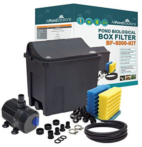 Small Fish Pond Filter Box - Koi/Goldfish - Ponds up to 6000L Full Kit - Includes 9w UV 2300L/H Pump hosing and clips.
