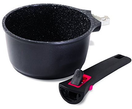 Baumalu 383607 Casserole 16 cm Granit Pro, Aluminium Forgé, Noir, 16 cm, 22 x 20 x 9 cm