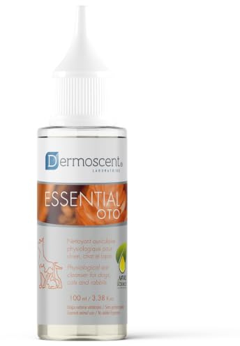 Dermoscent Essential OTO Nettoyant Auriculaire pour Chiens, Chats & Lapins | Formule Naturelle sans Alcool | Élimine Cérumen & Odeurs | Hydrate & Apaise | 100 ML