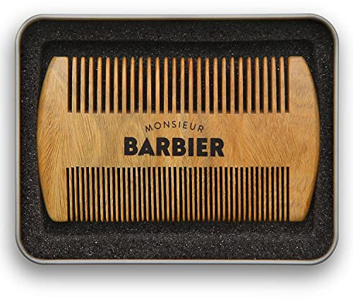 Monsieur Barbiere - Pettine per barba e capelli da uomo, in legno di sandalo: 100% naturale