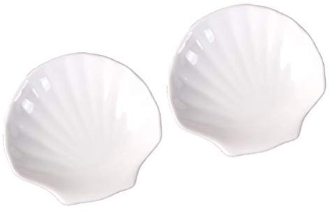 YARNOW 2st Runde Servierplatte Dessertteller Pastateller Aus Keramik Salatteller Ketchup-Gericht Kleine Servierteller Dekorativer Speiseteller Keramik Muschel Sushi-Gericht Hülse Snack