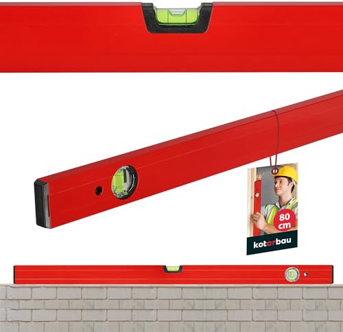 KOTARBAU® Niveau de construction en aluminium rouge 80 cm | Niveau A Bulle rouge | Niveau Bulle rouge | Niveaux A Bulle Rouges | Petit Niveau A Bulle Rouge |Niveau A Bulle de construction |Niveau long