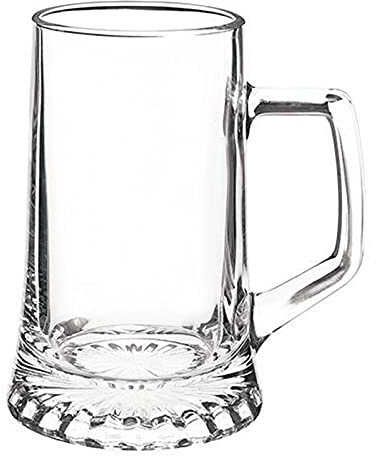 Acan Tradineur - Set de 6 jarras de cerveza de vidrio 51 cl, modelo Stern, vasos base gruesa y asa 14,9 x 9,8 cm, vidrio pesado y resistente, celebración, fiesta, regalo