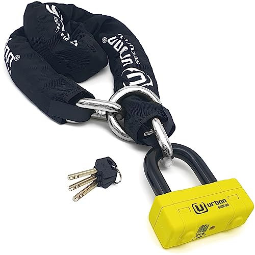 URBAN UR74120L Antifurto per Moto, Alta Sicurezza, Omologato SRA, mini U + Catena ø13,5, lazo 120 cm Giallo