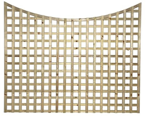 Premier Concave 6x5ft (W: 6ft x H: 5ft) Frameless Rough-Sawn Square Trellis Pressure-Treated Garden Panel 60-70mm Privacy Squares Fence Topper/Wall Art Width 1828mm x Height: 1500mm