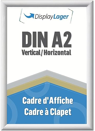 DisplayLager - A2 Weiß Klapprahmen mit 25mm Aluminium Profil, Entspiegelter Schutzscheibe, Befestigungsmaterial