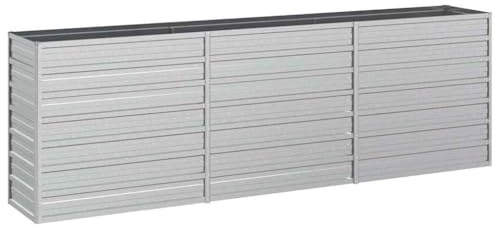 vidaXL Odlingslåda upphöjd galvaniserat stål 240x40x77 cm silver, odlings låda, blomlåda, blom låda, odlings lådor, blomlådor, blom lådor