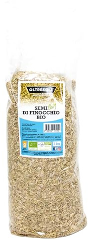 Oltresole, Graines de Fenouil Bio 1 Kg, Graines entières bio, idéales pour les tisanes et les recettes digestives, parfaites pour la boulangerie, idéal pour la famille