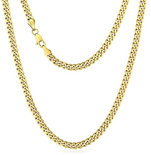 KRKC&CO 6mm Kette Herren, Herren Edelstahl Panzerkette mit Diamantschliff, 14K Gold Vergoldet Cuban Link Chains Goldkette, Geschenke für Damen Mädchen Männer Jungs, [Länge 50,8cm]