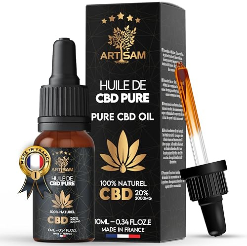 ARTISAM | Huile de CBD PURE H 20% Pressée à Froid | Huile de Graines de chanvre | Formule Premium Fabriquée en France | Sommeil Puissant | cdb Hemp Oil herbe puff hhc 10ml