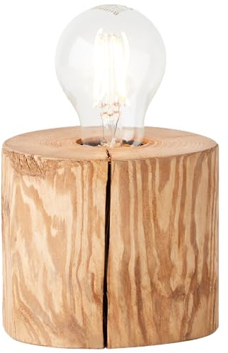 Tischlampe - 10 x 10 cm - Tischleuchte im Natural Stil mit Schalter - E27 | Tischlampe, 10 cm Höhe, Ø 10 cm, E27, 25 W, Holz, kiefer gebeizt