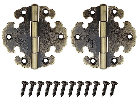 SG Store 10 Stück Antik-Bronze Scharniere Dekoratives Scharnier für Holzkiste Schublade Schrank Tür Schmuckschatulle Möbelbeschläge Inklusive Schrauben 66 X 66 mm