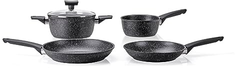 Moneta Magnolia Stone Black Batteria di pentole 5 pezzi, anche per Induzione.