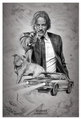 John Wick Reeves Filmposter 5 Leinwand Poster Wandkunst Dekor Druck Bild Gemälde für Wohnzimmer Schlafzimmer Dekoration ungerahmt 40 x 60 cm