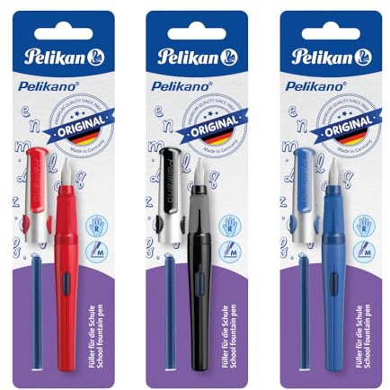 Pelikan Füller Pelikano für Rechtshänder, Feder M, keine Farbauswahl möglich, 1 Tintenpatrone inkl., 824491