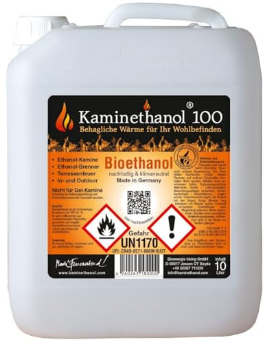 Kaminethanol Icking 60 Liter Bioethanol 100% (6 x 10 L) Premium Qualität - direkt vom Hersteller für Ethanol Kamine, Alkohol-Brenner, Terrasenfeuer, Raumfeuer und Gartenfackeln