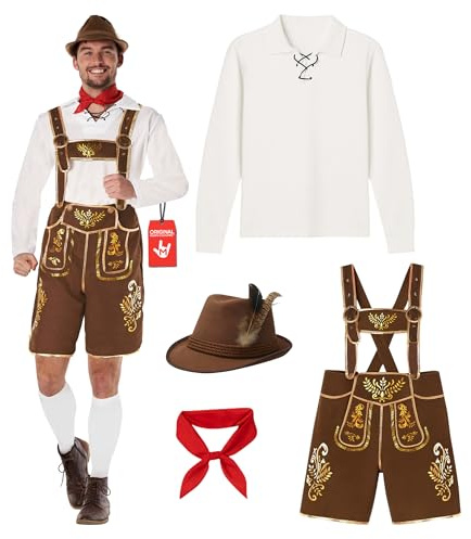 Morph Lederhosen Herrkostym, Oktoberfest Festoutfit Herr Plus Storlek, Bayersk Utklädningsdräkt för Vuxna