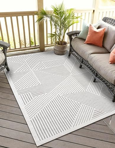 MY-RUG Outdoor Teppich wetterfest 80 x 150 cm, UV beständig & robust für Garten Terrasse, Balkon Küche & Wohnzimmer, kurzflor waschbarer Wohnzimmerteppich, Audrey