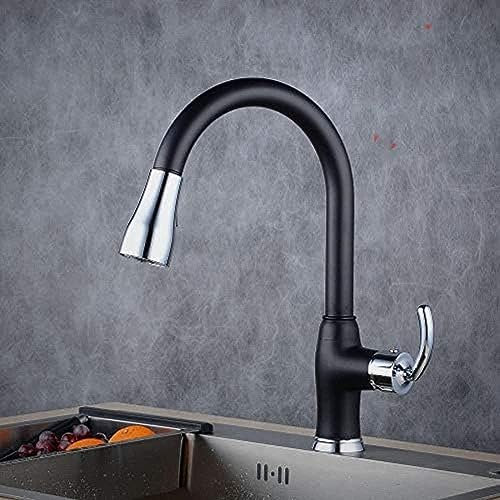 WAGXIyU Low Pressure Pull-Out Kitchen Tap Rotatable 360 ??° Faucet with Dual Rinsing Spray and High Round Arch Spout