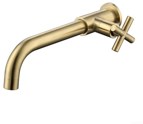 ZAMETTER Rubinetto per lavabo da parete, rubinetto per lavello da cucina, rubinetto da giardino per esterni, bagno, lavabo a parete, rubinetto per piscina (glod)