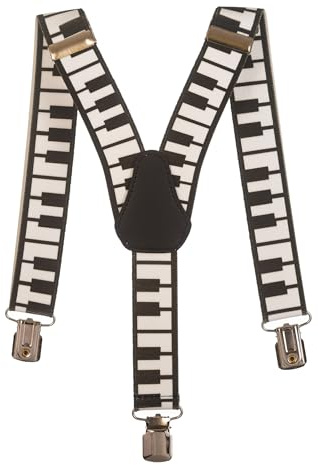 Olata Elastiska Y-hängslen för barn med olika mönster (1 till 5 år) - 2,5 cm, Piano tangenter, Taille unique