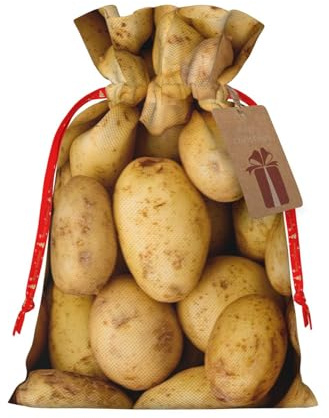 Geschenktasche mit Gartenkartoffelaufdruck, Kordelzug, für Hochzeit, Party, Geburtstag, einzigartige Geschenktasche, wiederverwendbare Leinentasche, 1 Stück, mittelgroß