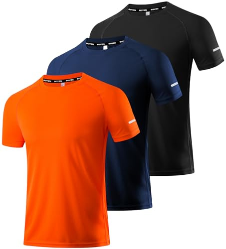Boyzn 1, 3, 5 or 7er Pack Sport Tshirts Herren Kurzarm T-Shirts Funktionsshirt Laufshirt Schnelltrocknend Atmungsaktive Sport Shirt Sommer Fitnessshirt Trainingsshirt für Running Workout Bodybuilding