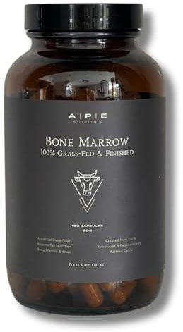 APE Nutrition Grass-Fed Bone Marrow Capsules - Health Supplements Rich in Collagen for Joint, Bone & Skin Support - 180 Freeze-Dried Capsules from Grass-Fed, Free-Range Cattle - 30-Day Supply