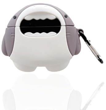 Casevita - Deliziosa custodia, compatibile con AirPods 4 con cancellazione attiva del rumore, con portachiavi, in morbido silicone 3D, cartone animato, divertente, anime, squalo, custodia protettiva