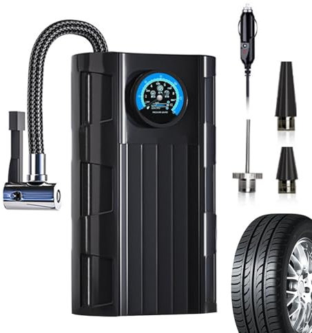 Gonfleur de pneu de voiture – Pompe à air électrique pour voiture, moto et ballons, pompe à pneu portable intelligente | Gonfleur de pneus automatique avec tuyau, pompe électrique Portable, compresseu