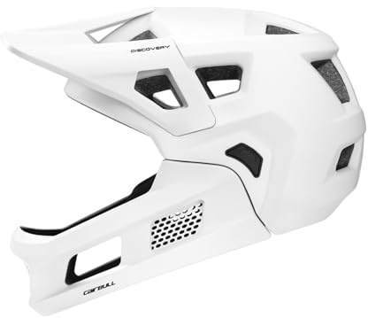 Harilla Mountain Bike Helmet Full Face, Comfortable Accessories with Removable Chin Pad for Men Women, Ventilation Bicycle Helmet, White