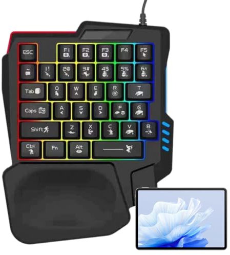 Game Single-Handed Keyboard, Portable Programmable gamings Keypad, Compact One-Handed gamings Key, Ergonomic gamers Board, Mechanical Keyboard for Gamers, 8.86x6.97x1.18 inches