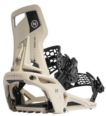 Nidecker OG Supermatic Snowboard Bindings – Auto Open System with Reclining Highback – Size M – Desert