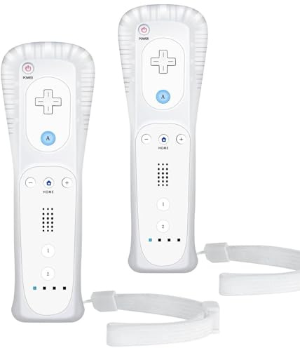 Crifeir Wii Remote 2 Pack - Compatible with Wii and Wii U, Controller Accessories Include Silicone Case and Wristband（White）