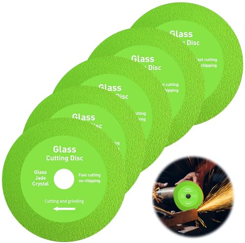 UptVin 5PCS Glass Cutting Disc, Tile Cutting Disc Super Thin Diamond Saw Cutting Blade Angle Grinder Cutting Disc for Glass Tiles Ceramics Jade Crystal