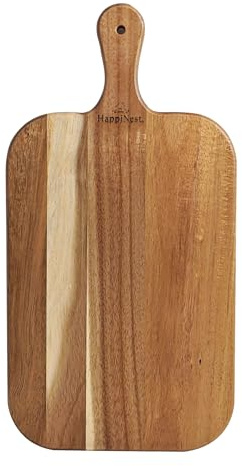 Premium Wooden Chopping Board 38.1x17.8cm: Acacia Wood Boards with Handle, Counter Top Butchers Block for Meat and Vegetable Carving, Bread and Cheese Cutting in Kitchens - by HappiNest