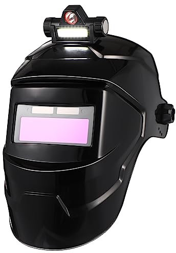 TOPBATHY Casque de Soudeur à Assombrissement Automatique Écran Large, Alimentation Solaire et Réglage de Serrage pour Tâches de Soudage et Découpage en PP Noir