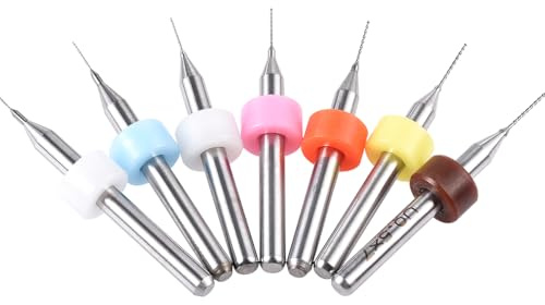 HOHXEN 7 Pièces Carbure de Tungstène Macro Drill Bits, Forets pour PCB/Micro Forets pour Bijouterie, CNC, Métaux Doux, Modélisme, Bois - Diamètre de Coupe -(0.2, 0.25, 0.3, 0.35, 0.4, 0.45, 0.5) mm