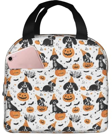 GVYGVY Lonchera aislada para mujeres y hombres, bolsa de almuerzo pequeña con estampado de cachorros de Halloween, bolsa térmica para adultos, bolsa térmica para el trabajo, gimnasio, viajes, con